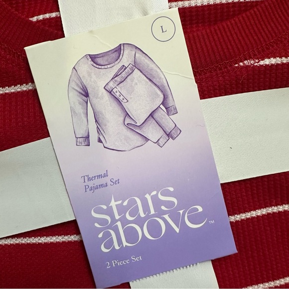 NWT!! Women’s Red Striped Thermal Pajama Set, Long Sleeves, Pants, Gift, Large - Picture 2 of 9